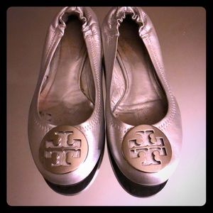 Tory Burch Silver Reva Flats